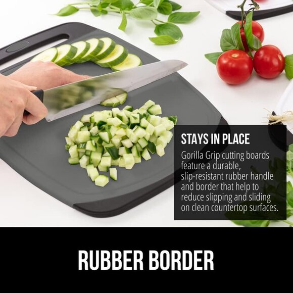 Gorilla Grip Oversized, Reversible ,Thick Cutting Board Set of 3, Black Gray - Picture 3 of 7